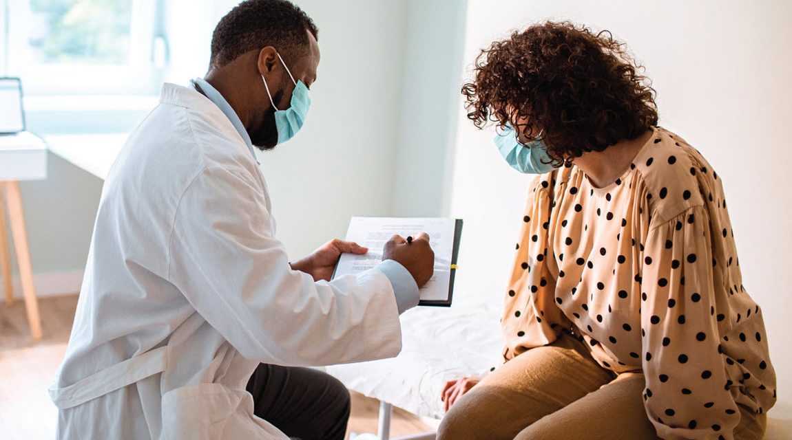 Provider talking to patient
