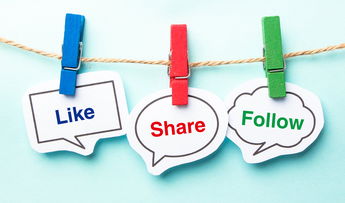 like, share, follow social media